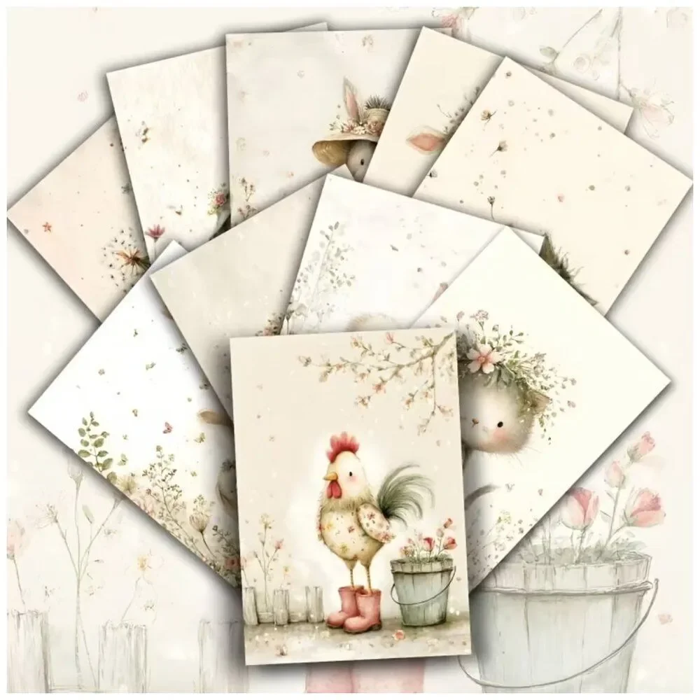 NWT 20pc Retro Cottage Animal Postcard Set Junk Journal Scrapbook Ephemera